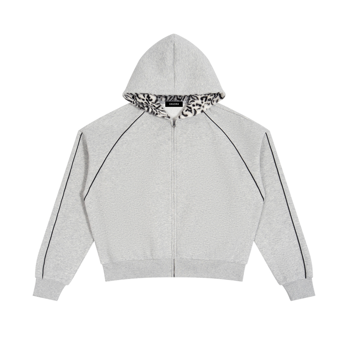VAGORA Unisex Boxy Fleece Piping Full Zip Hoodie (305 GSM)