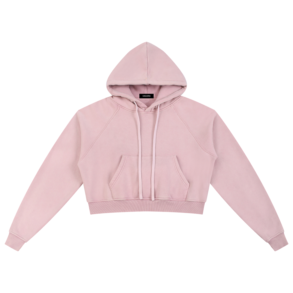 VAGORA Snow Washed Cropped Hoodie (355 GSM)