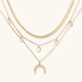 Set de Collares Multicapa Golden Crescent - Baño de Oro 14K