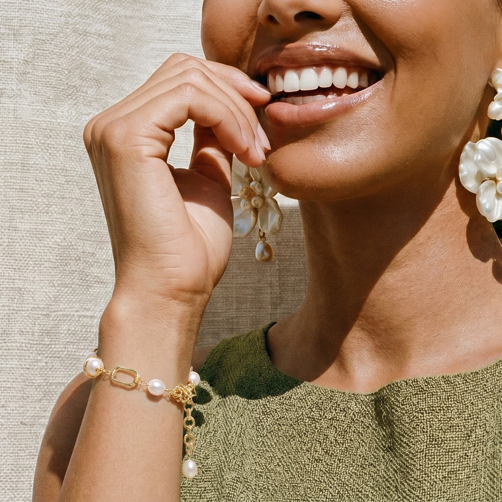 PULSERA GOLDEN PEARL CHAIN - BAÑO EN ORO 14K Y PERLAS CULTIVADAS
