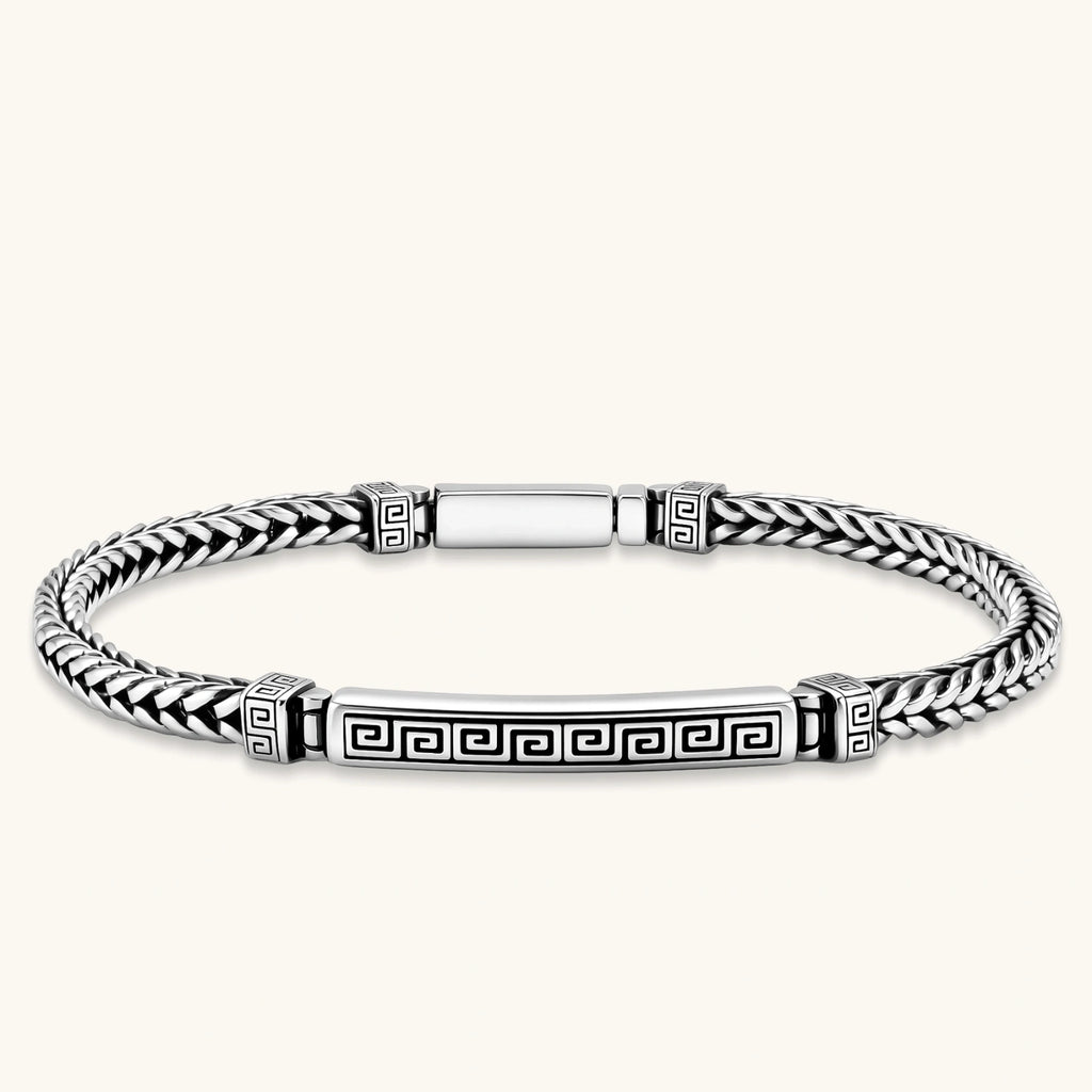 PULSERA BARRA MEANDER - PLATA ANTIGUA