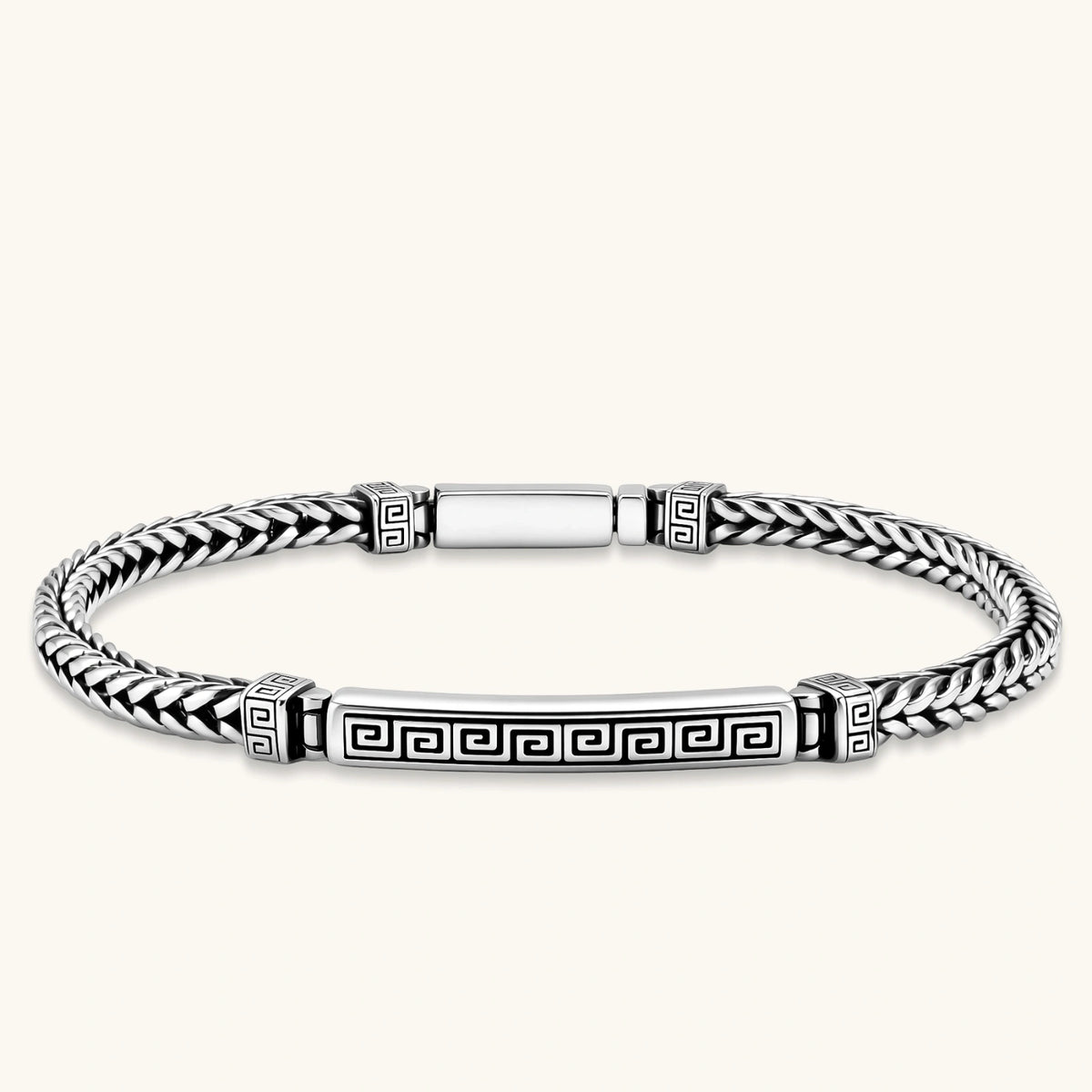 PULSERA BARRA MEANDER - PLATA ANTIGUA