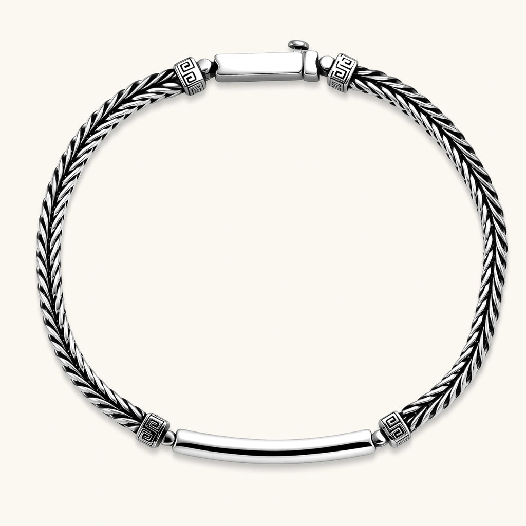 PULSERA BARRA MEANDER - PLATA ANTIGUA