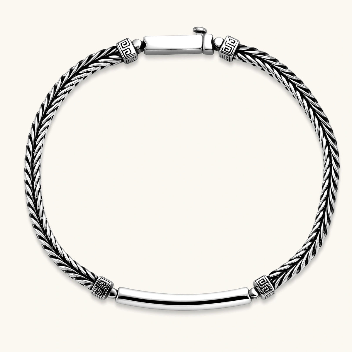 PULSERA BARRA MEANDER - PLATA ANTIGUA
