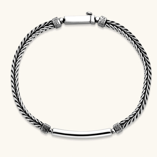 PULSERA BARRA MEANDER - PLATA ANTIGUA