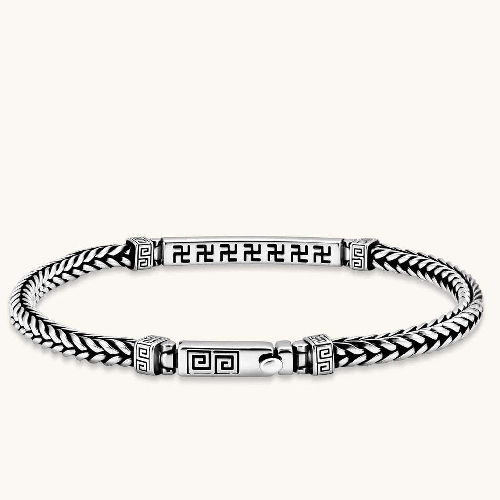 PULSERA BARRA MEANDER - PLATA ANTIGUA