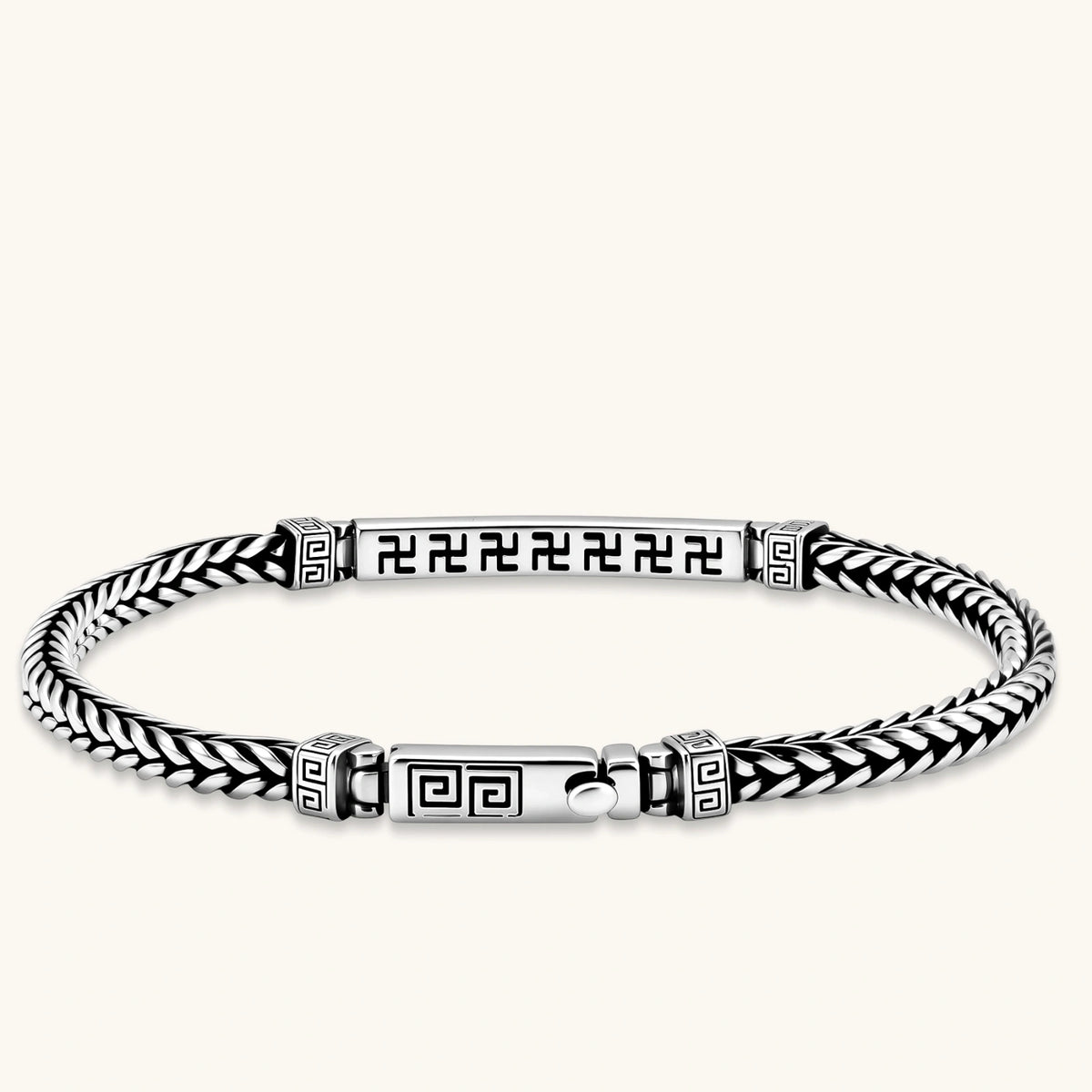 PULSERA BARRA MEANDER - PLATA ANTIGUA