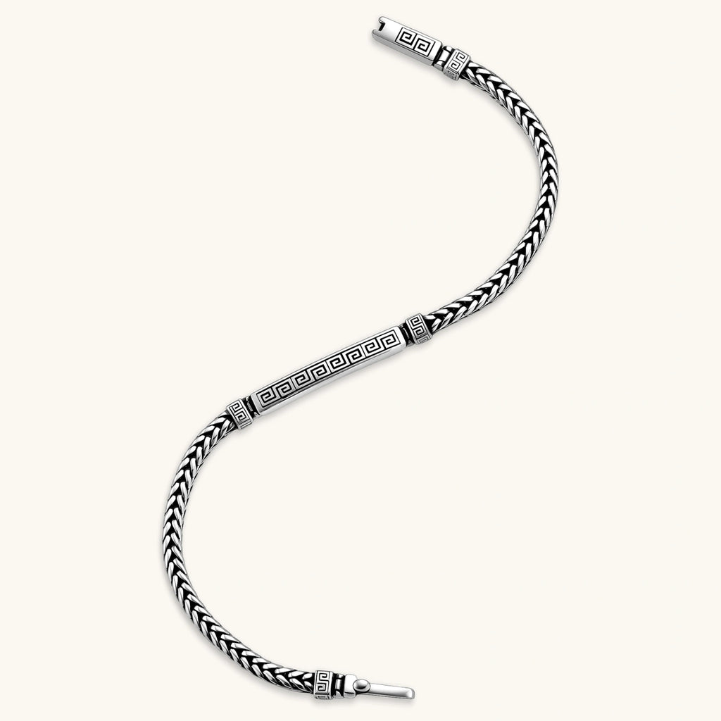 PULSERA BARRA MEANDER - PLATA ANTIGUA
