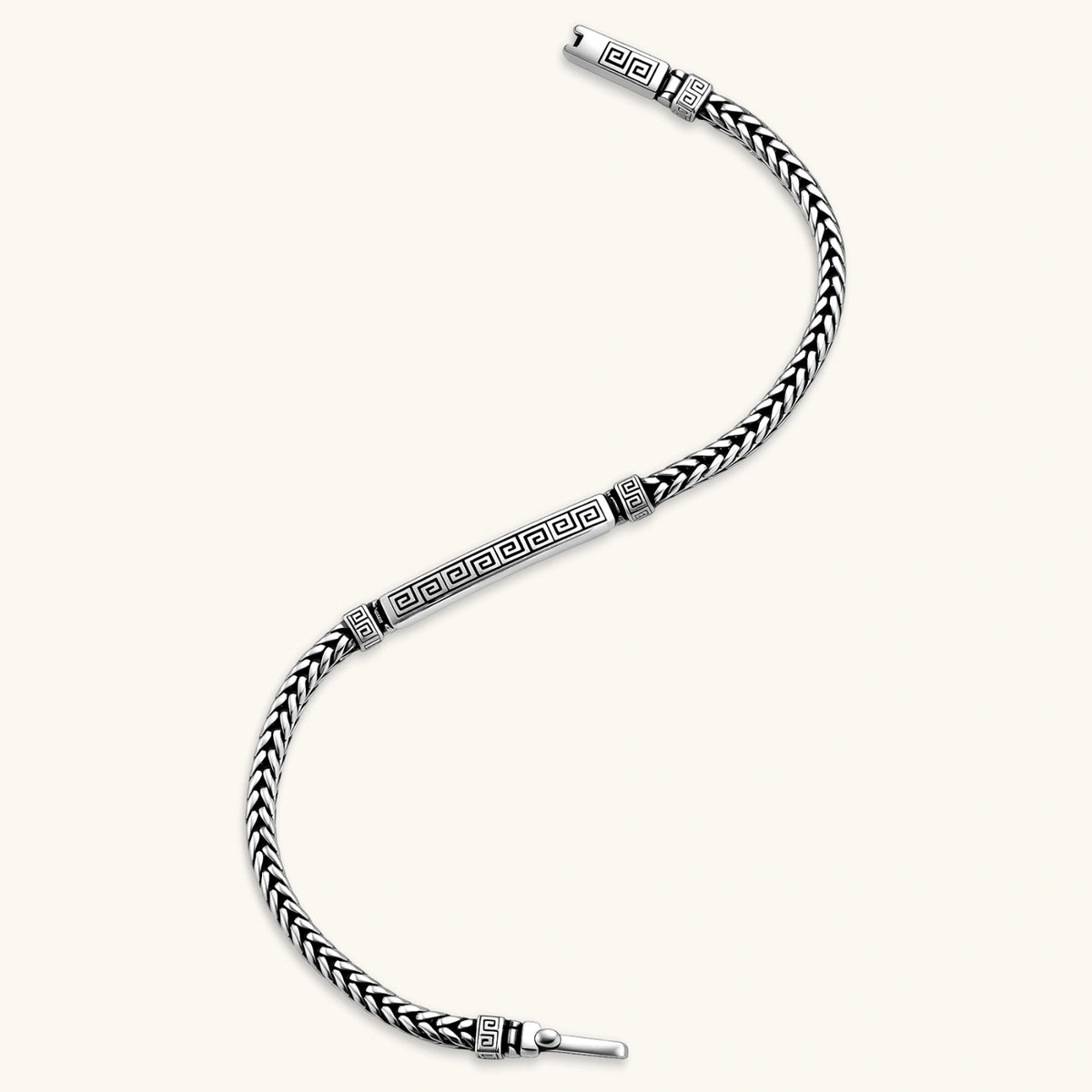 PULSERA BARRA MEANDER - PLATA ANTIGUA