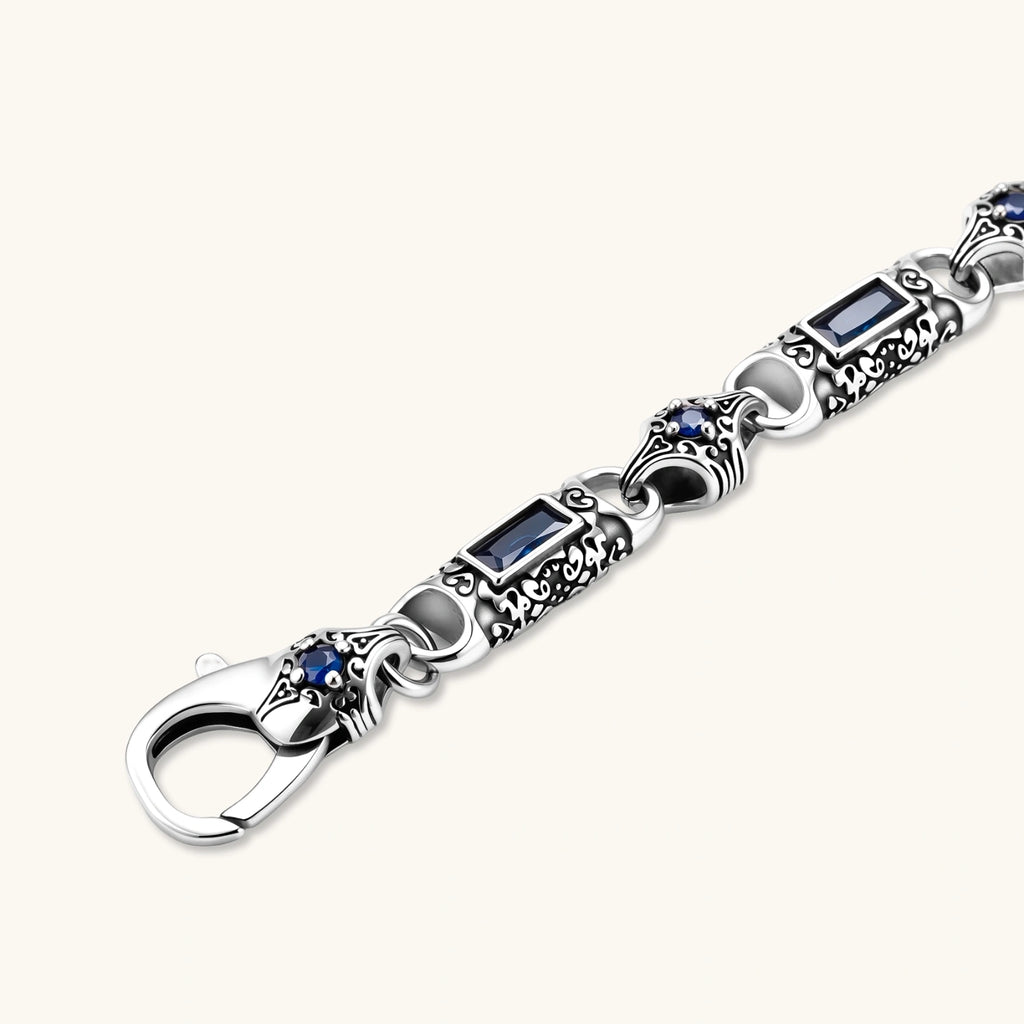 PULSERA GOTICA DARK REIGN - CIRCONIA AZUL ZAFIRO