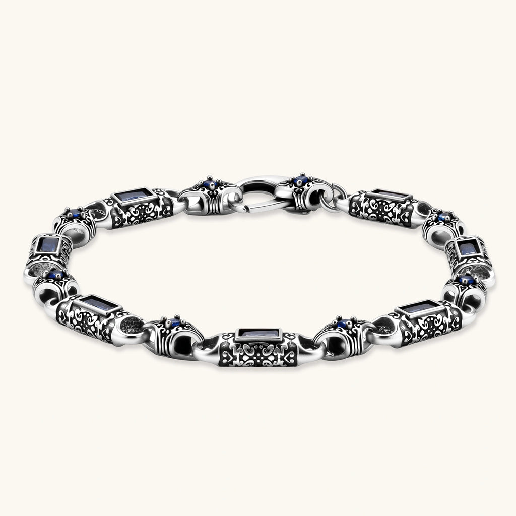 PULSERA GOTICA DARK REIGN - CIRCONIA AZUL ZAFIRO