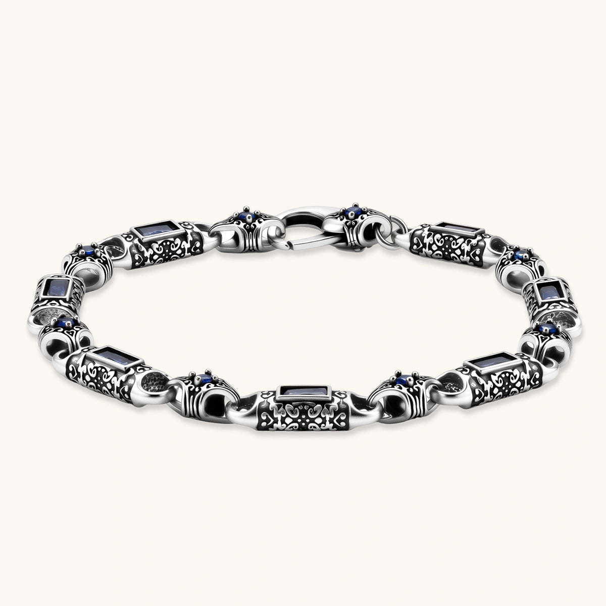 PULSERA GOTICA DARK REIGN - CIRCONIA AZUL ZAFIRO
