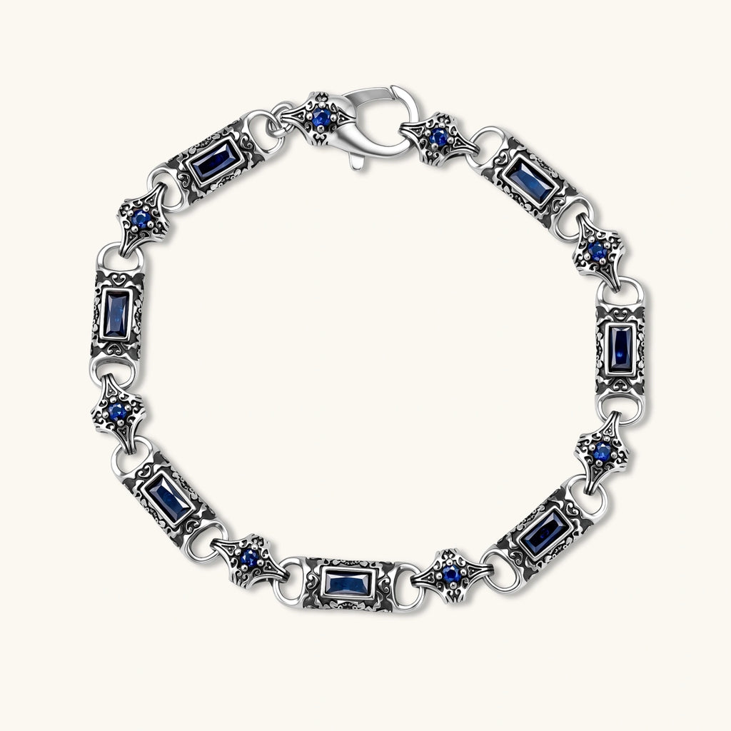PULSERA GOTICA DARK REIGN - CIRCONIA AZUL ZAFIRO