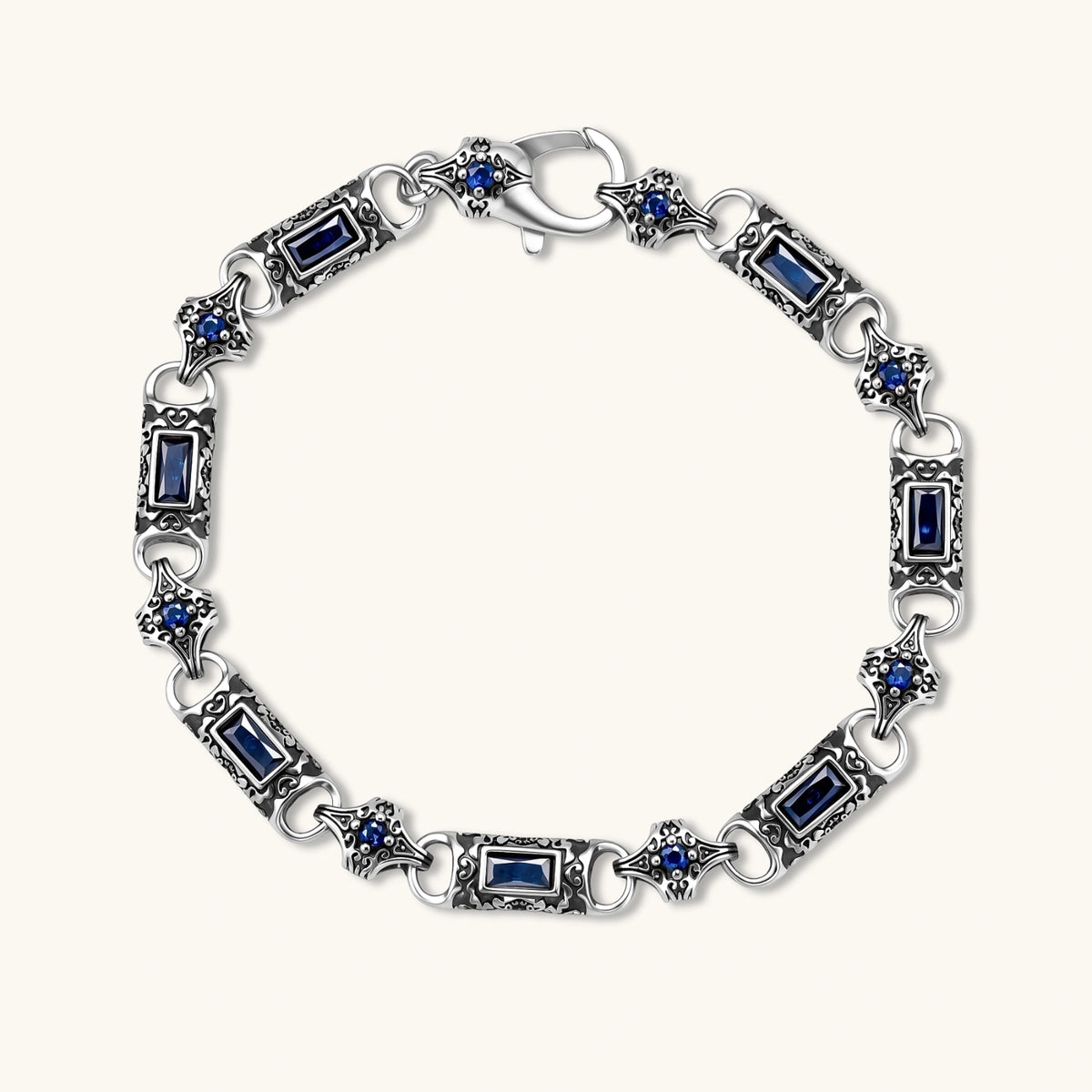 PULSERA GOTICA DARK REIGN - CIRCONIA AZUL ZAFIRO