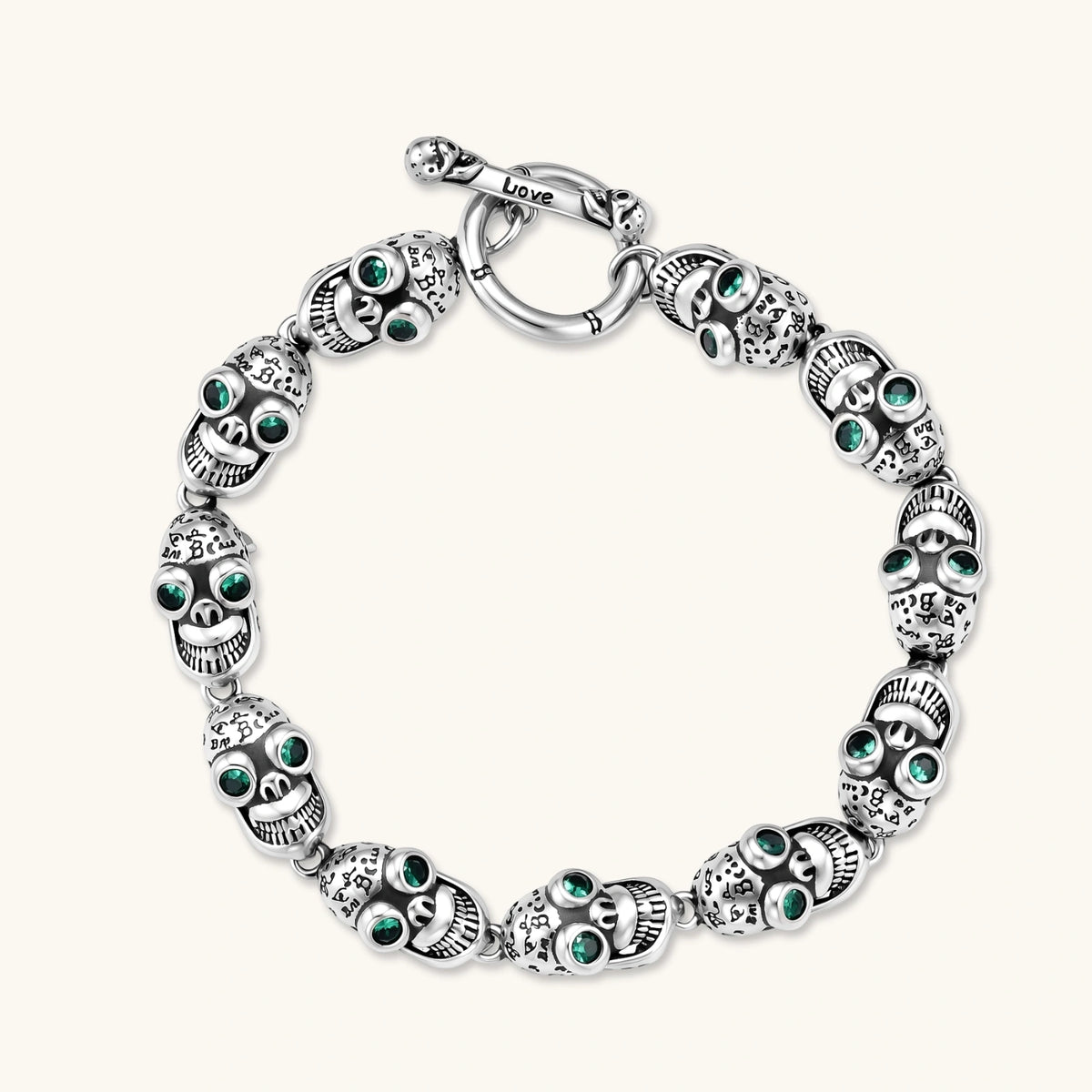 PULSERA CALAVERAS GRIN REAPER - PLATA ANTIGUA