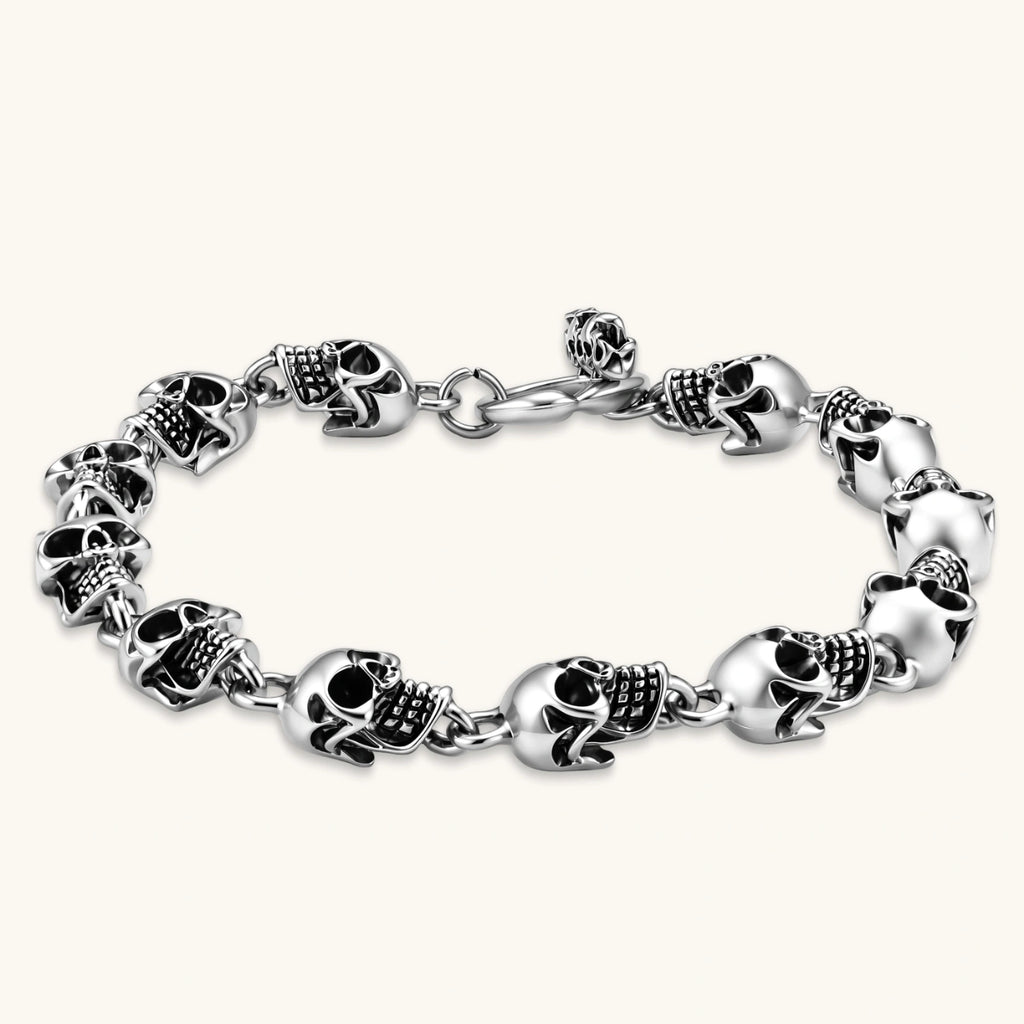 PULSERA GOTICA SKULL OXIDIZED - ACERO INOXIDABLE