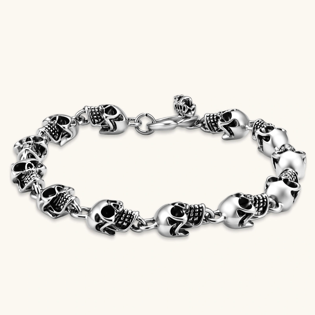 PULSERA GOTICA SKULL OXIDIZED - ACERO INOXIDABLE