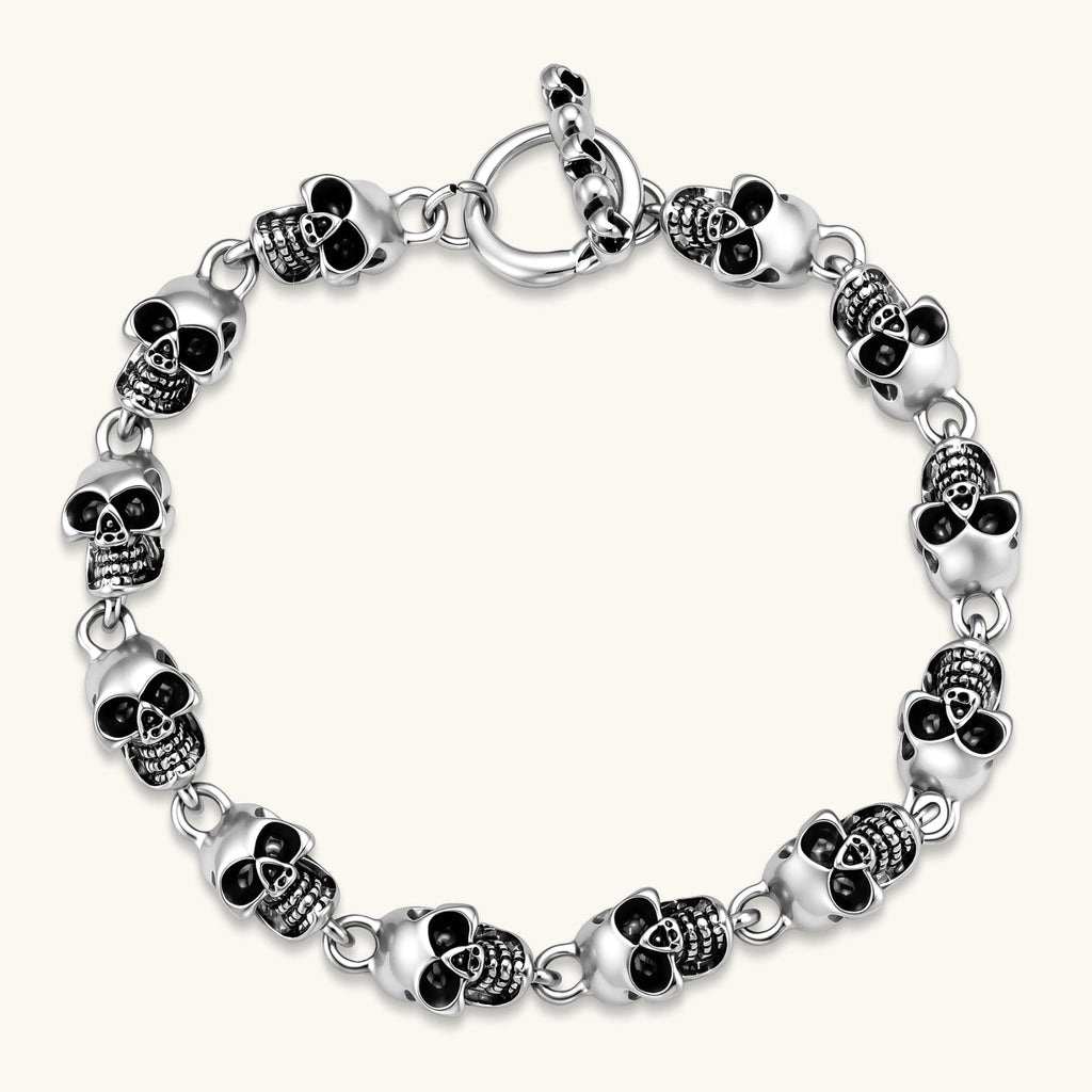PULSERA GOTICA SKULL OXIDIZED - ACERO INOXIDABLE