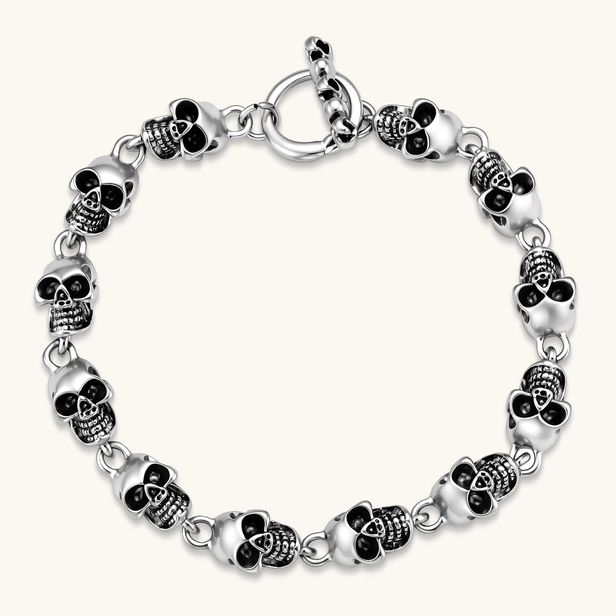 PULSERA GOTICA SKULL OXIDIZED - ACERO INOXIDABLE