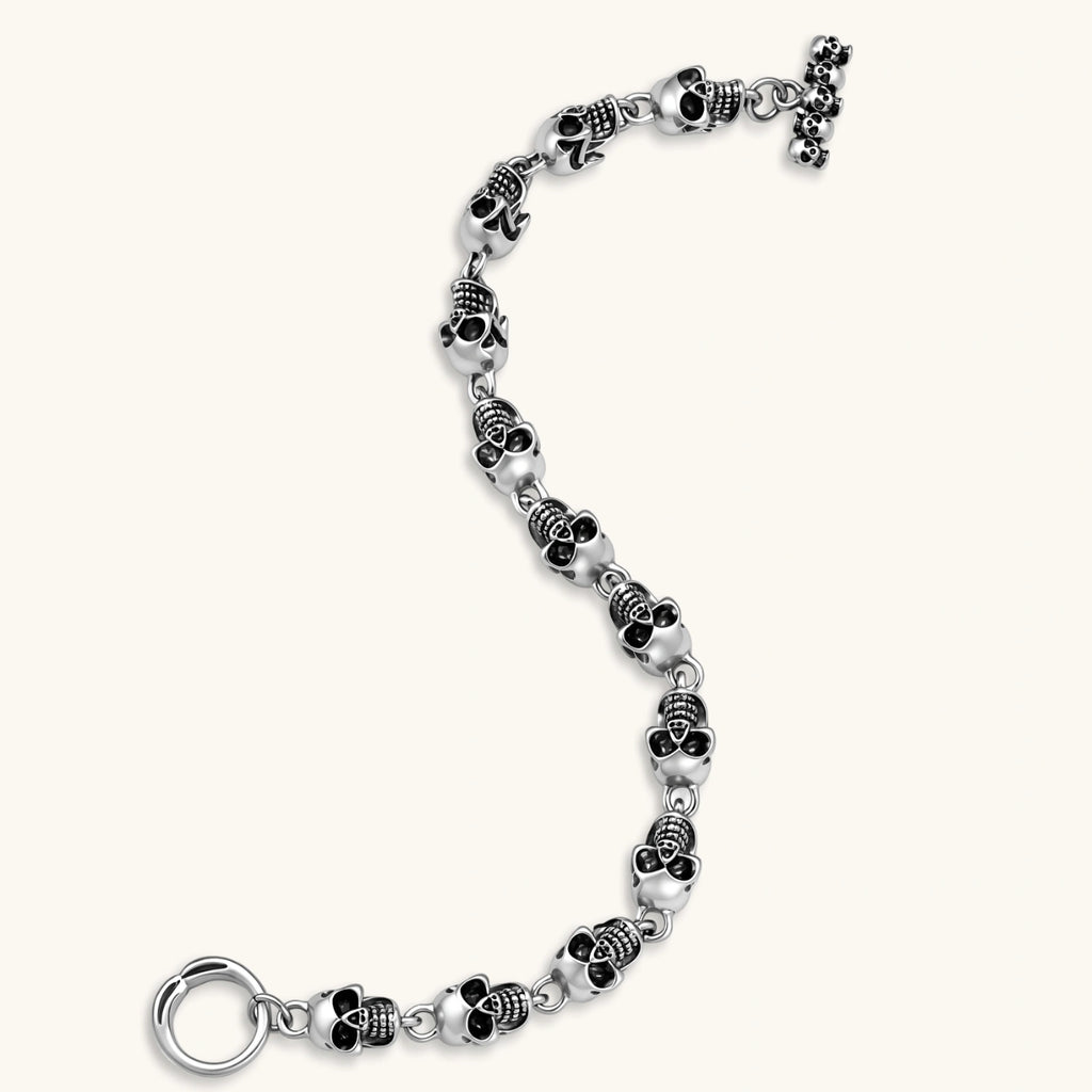 PULSERA GOTICA SKULL OXIDIZED - ACERO INOXIDABLE