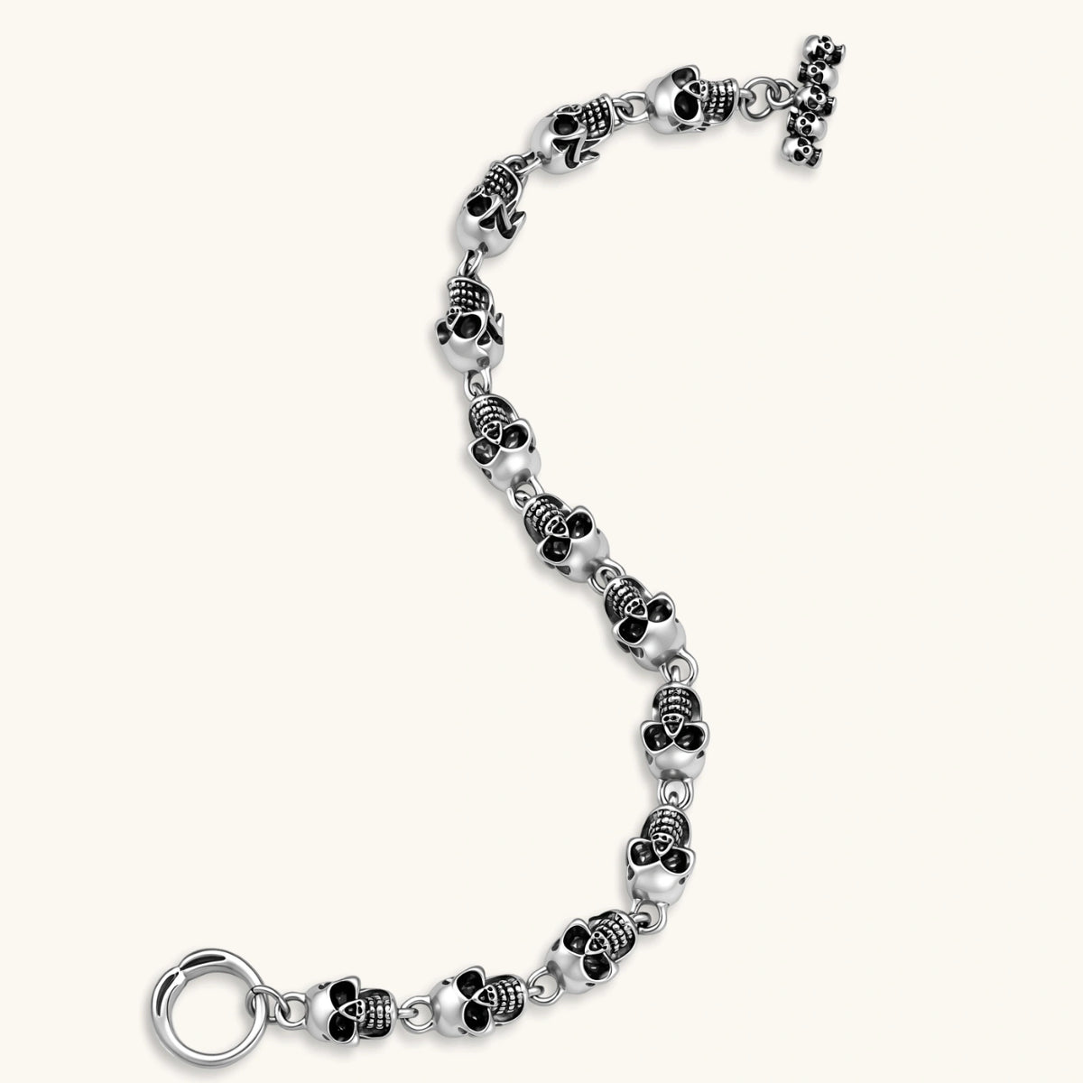 PULSERA GOTICA SKULL OXIDIZED - ACERO INOXIDABLE