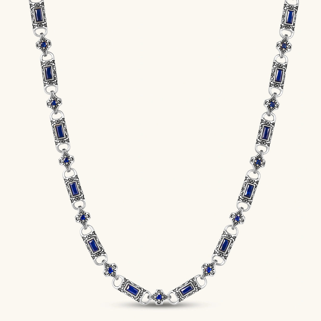 Collar Gotico Dark Reign - Circonia Azul Zafiro