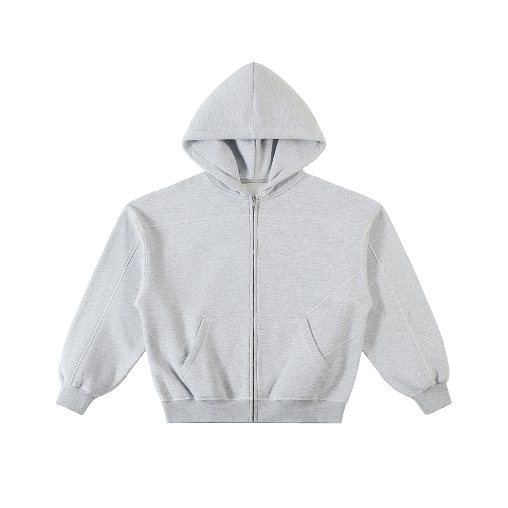 VAGORA Contrast-Stitched Boxy Zip Hoodie (350 GSM)