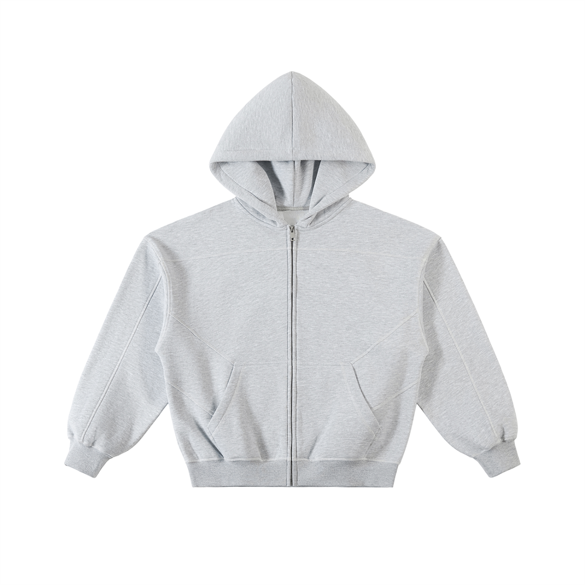 VAGORA Contrast-Stitched Boxy Zip Hoodie (350 GSM)