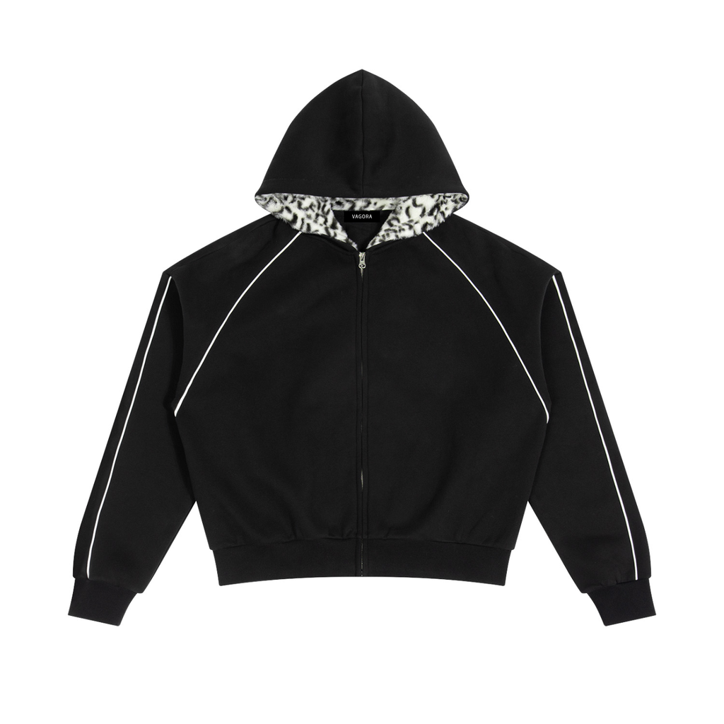 VAGORA Unisex Boxy Fleece Piping Full Zip Hoodie (305 GSM)