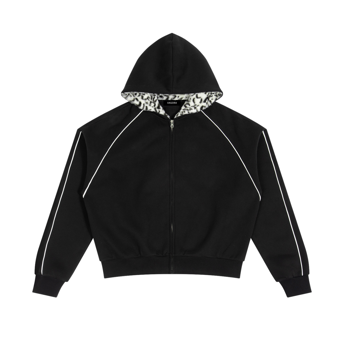 VAGORA Unisex Boxy Fleece Piping Full Zip Hoodie (305 GSM)