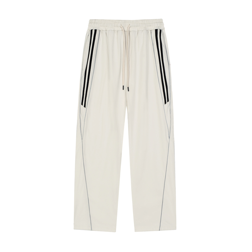 VAGORA Reflection Striped Straight-Leg Sweatpants (365 GSM)