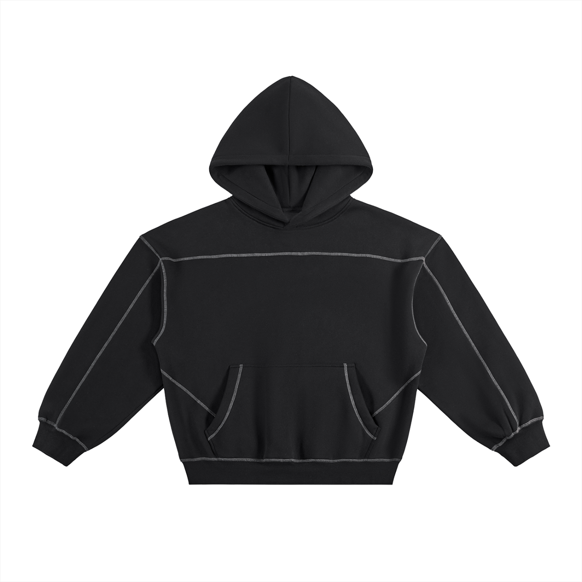 VAGORA Contrast-Stitched Boxy Fleece Hoodie (350 GSM)