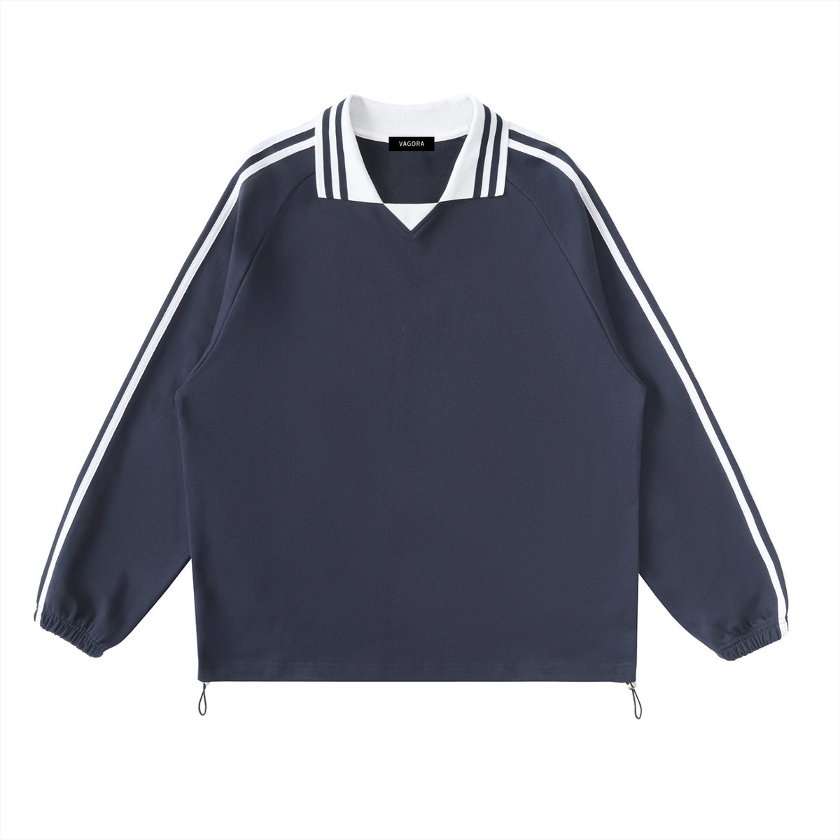 VAGORA Contrast Striped Lapel Collar Sweatshirt (380 GSM)