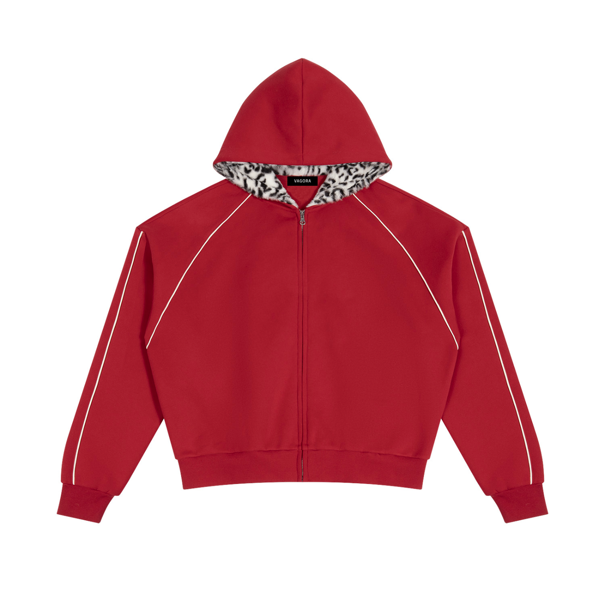 VAGORA Unisex Boxy Fleece Piping Full Zip Hoodie (305 GSM)