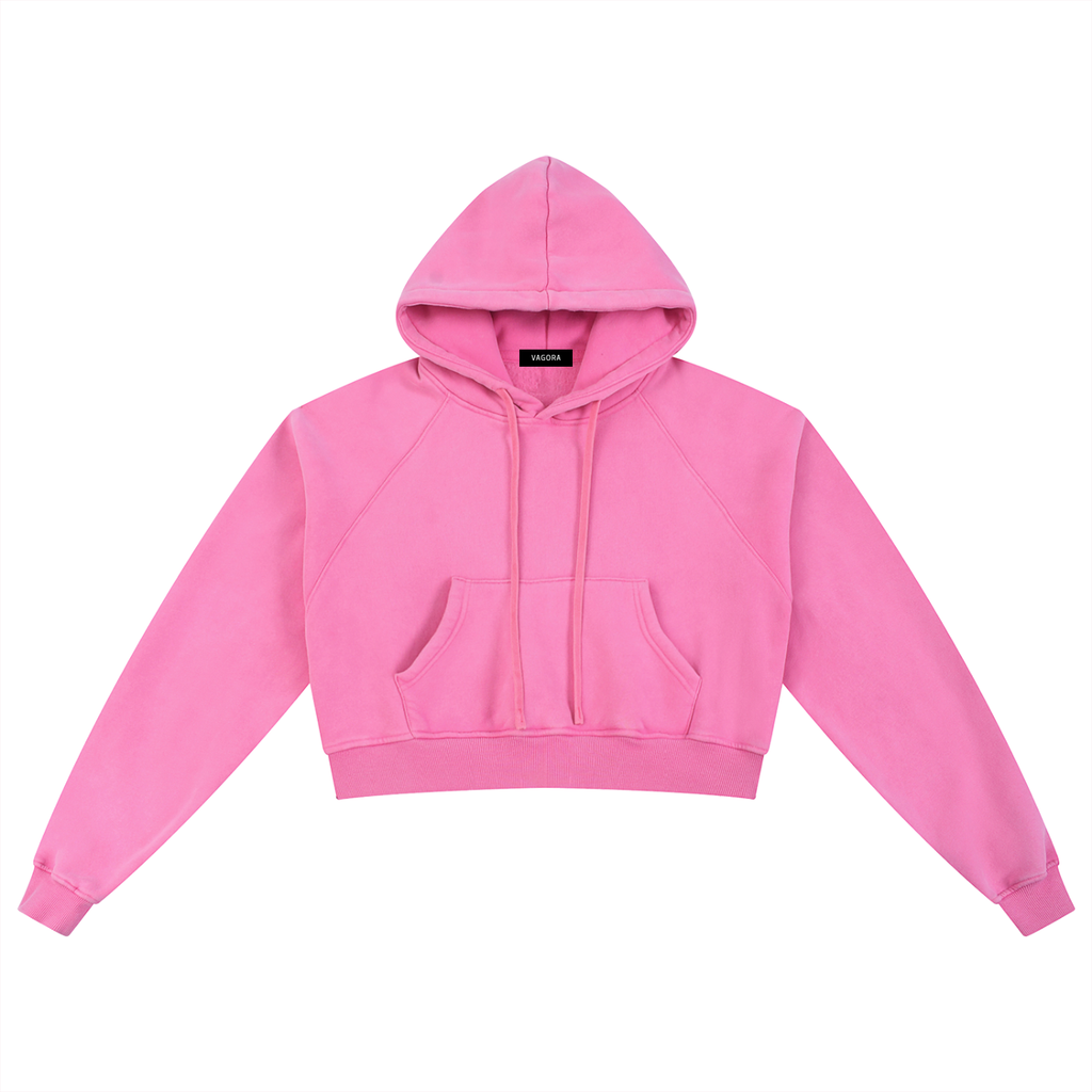 VAGORA Snow Washed Cropped Hoodie (355 GSM)