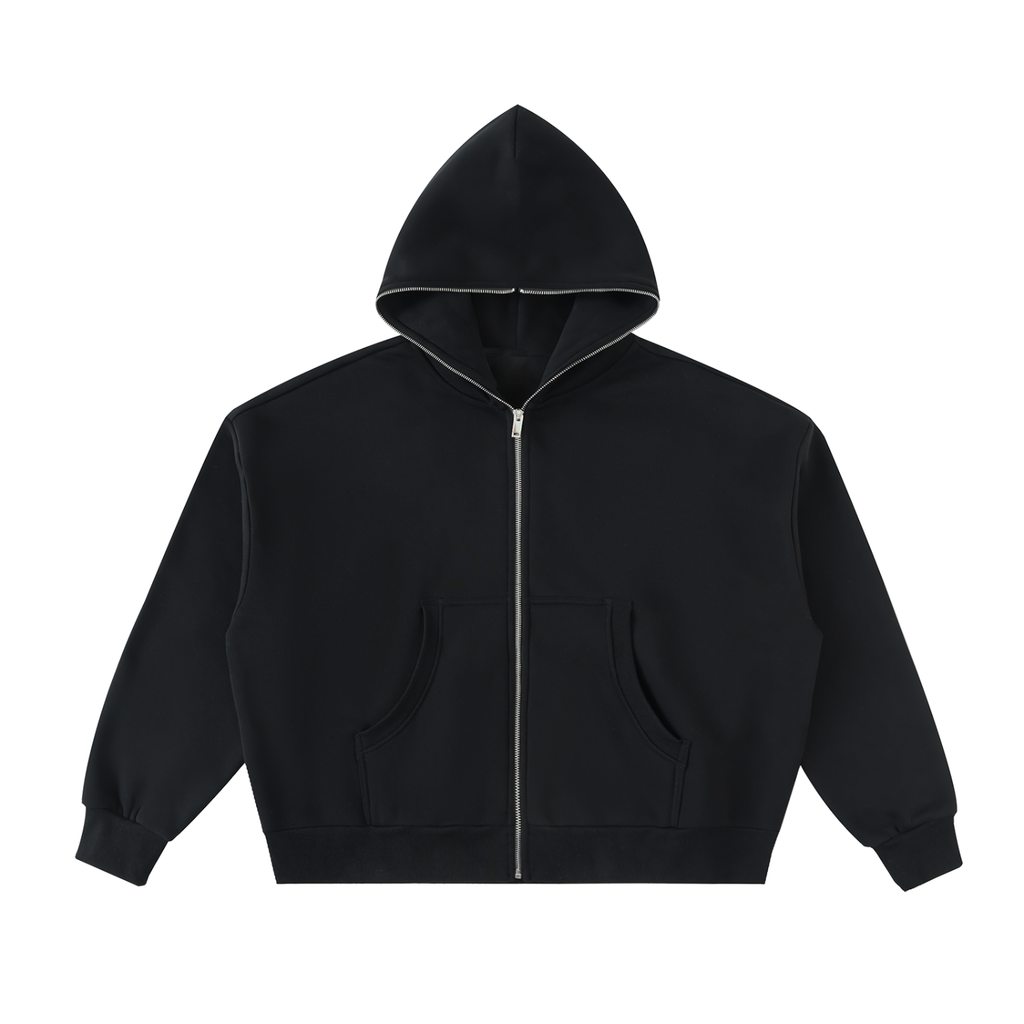 VAGORA Fleeced Full-Zip Boxy Hoodie (350 GSM)
