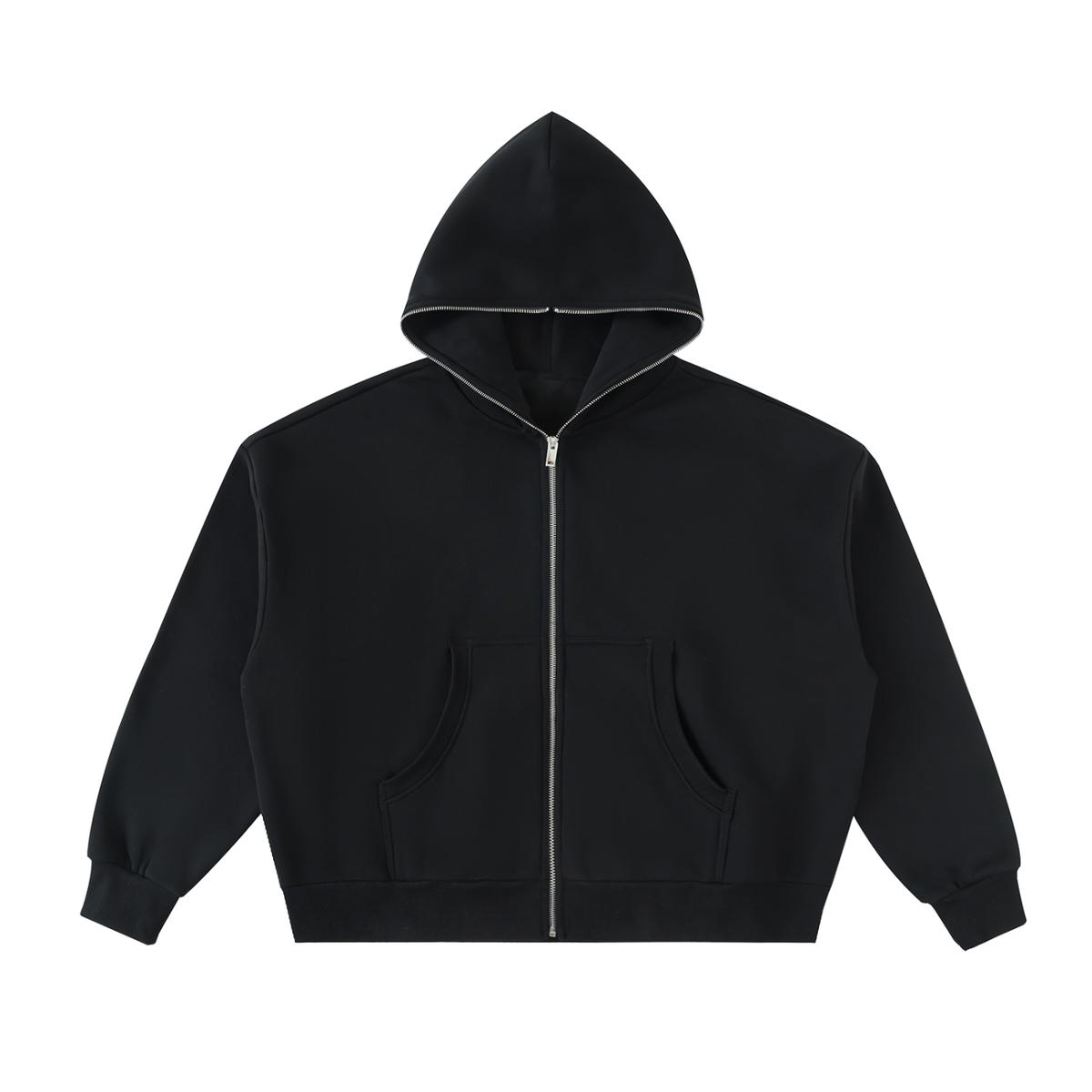 VAGORA Fleeced Full-Zip Boxy Hoodie (350 GSM)