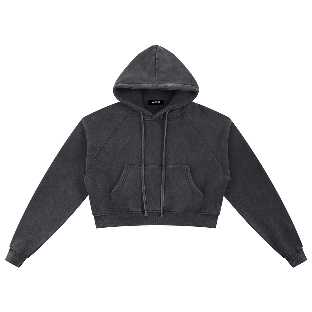 VAGORA Snow Washed Cropped Hoodie (355 GSM)