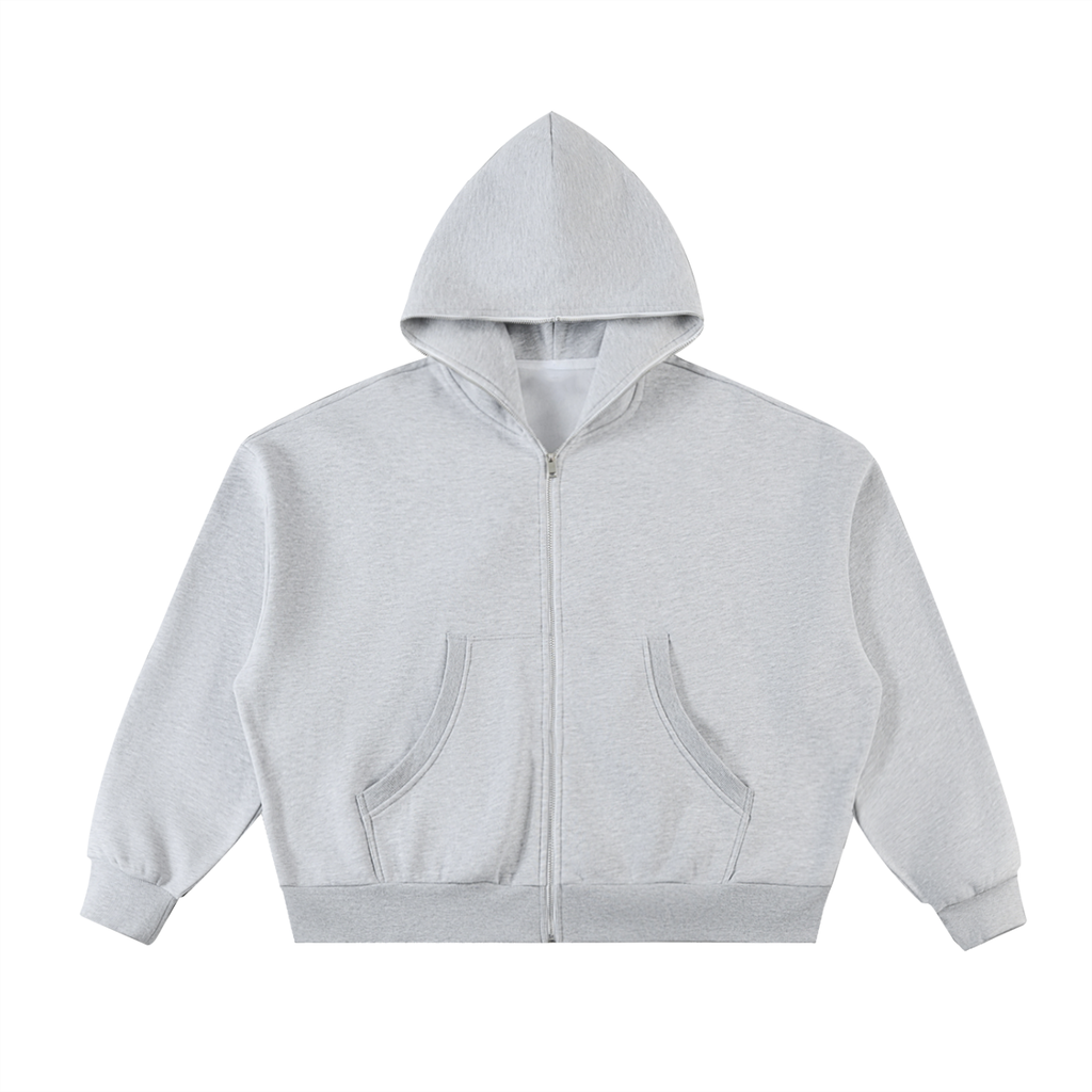 VAGORA Fleeced Full-Zip Boxy Hoodie (350 GSM)