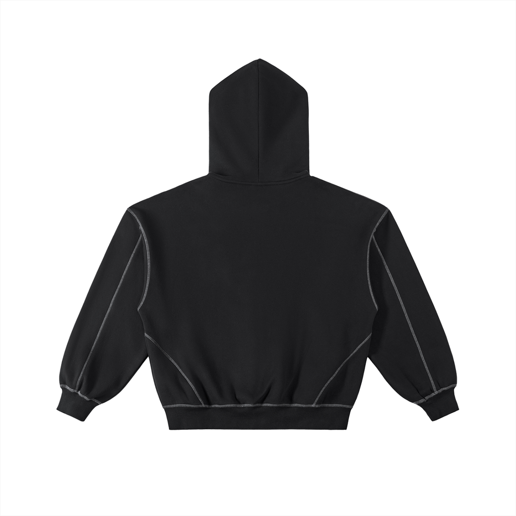VAGORA Contrast-Stitched Boxy Zip Hoodie (350 GSM)