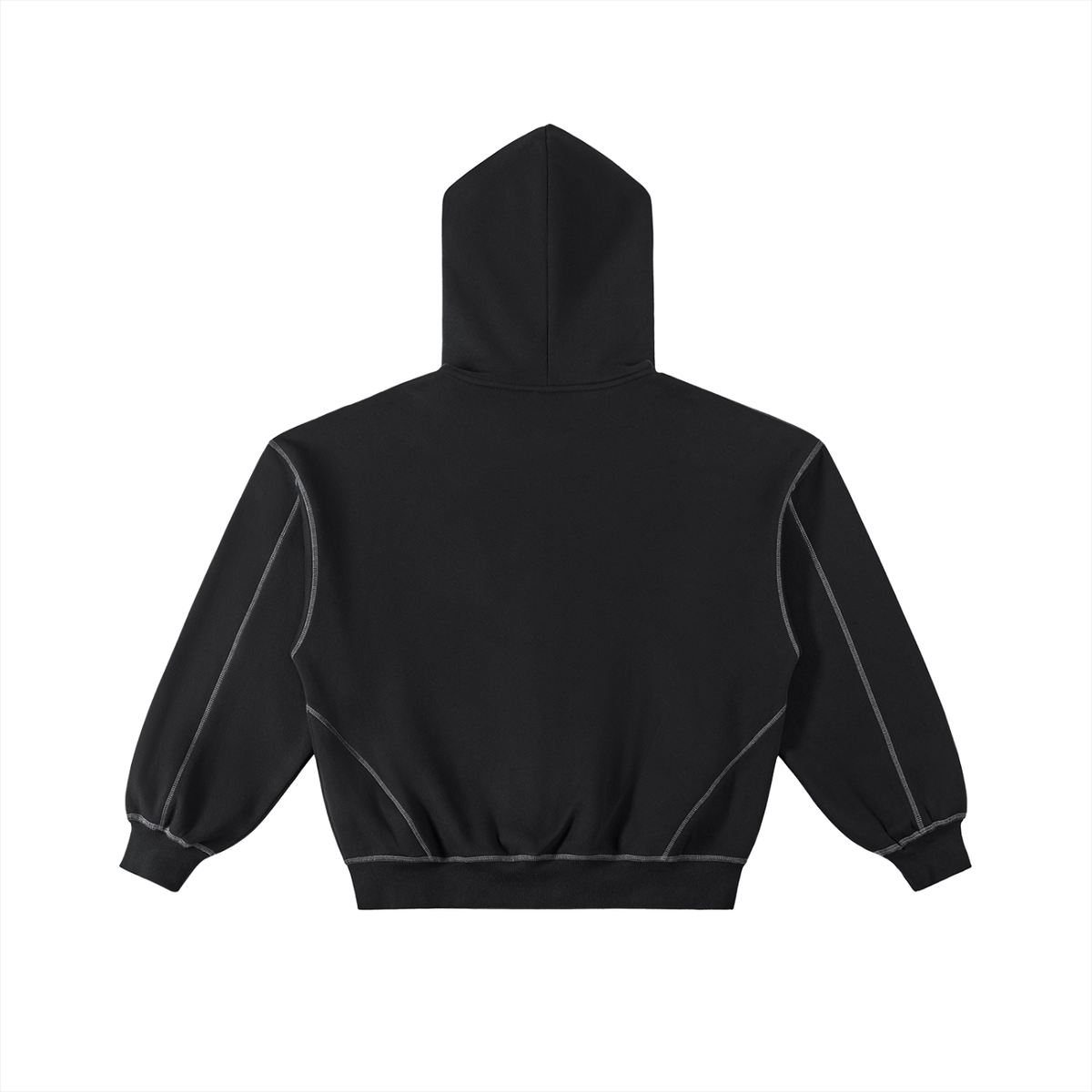 VAGORA Contrast-Stitched Boxy Zip Hoodie (350 GSM)