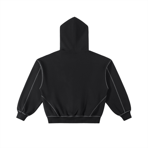 VAGORA Contrast-Stitched Boxy Zip Hoodie (350 GSM)