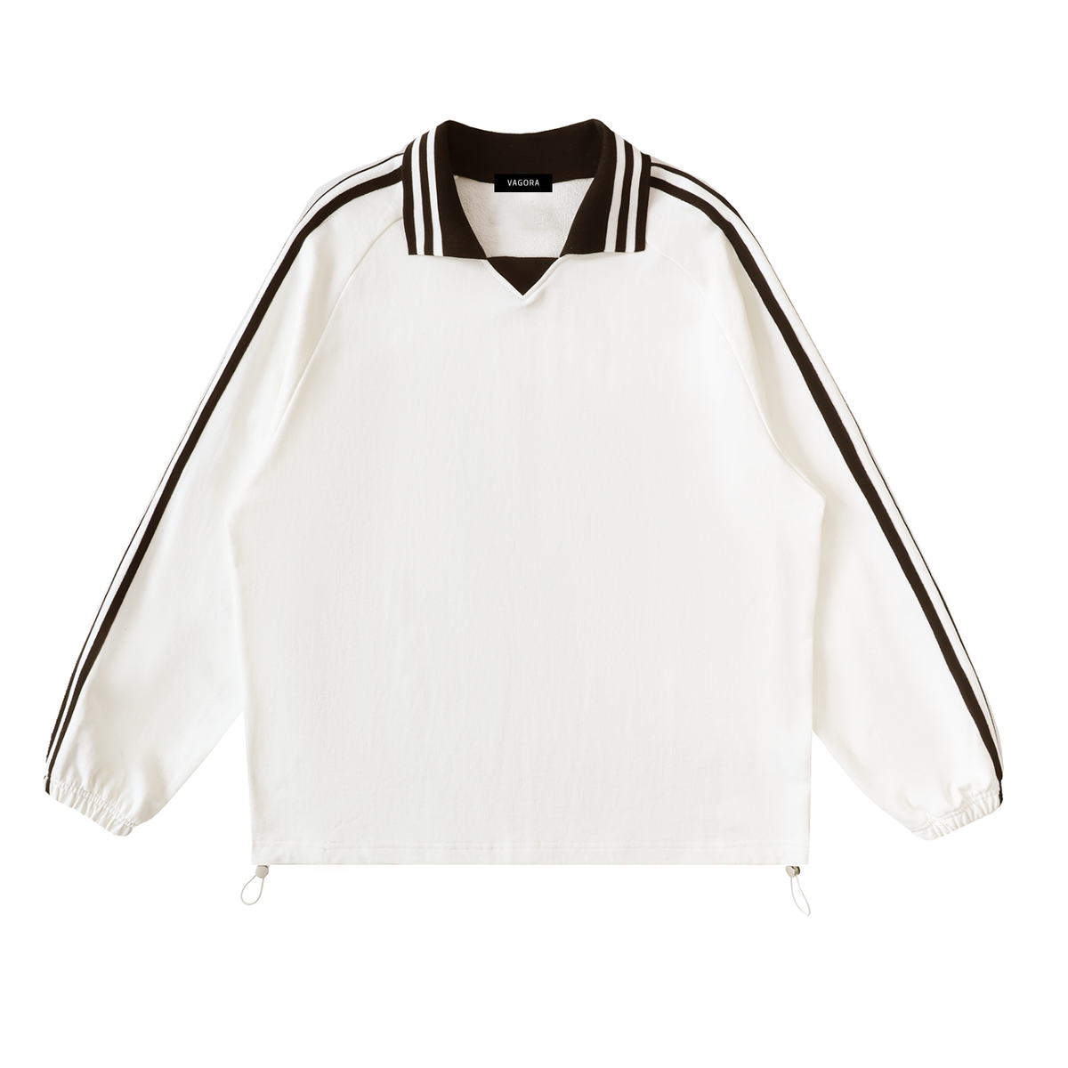 VAGORA Contrast Striped Lapel Collar Sweatshirt (380 GSM)