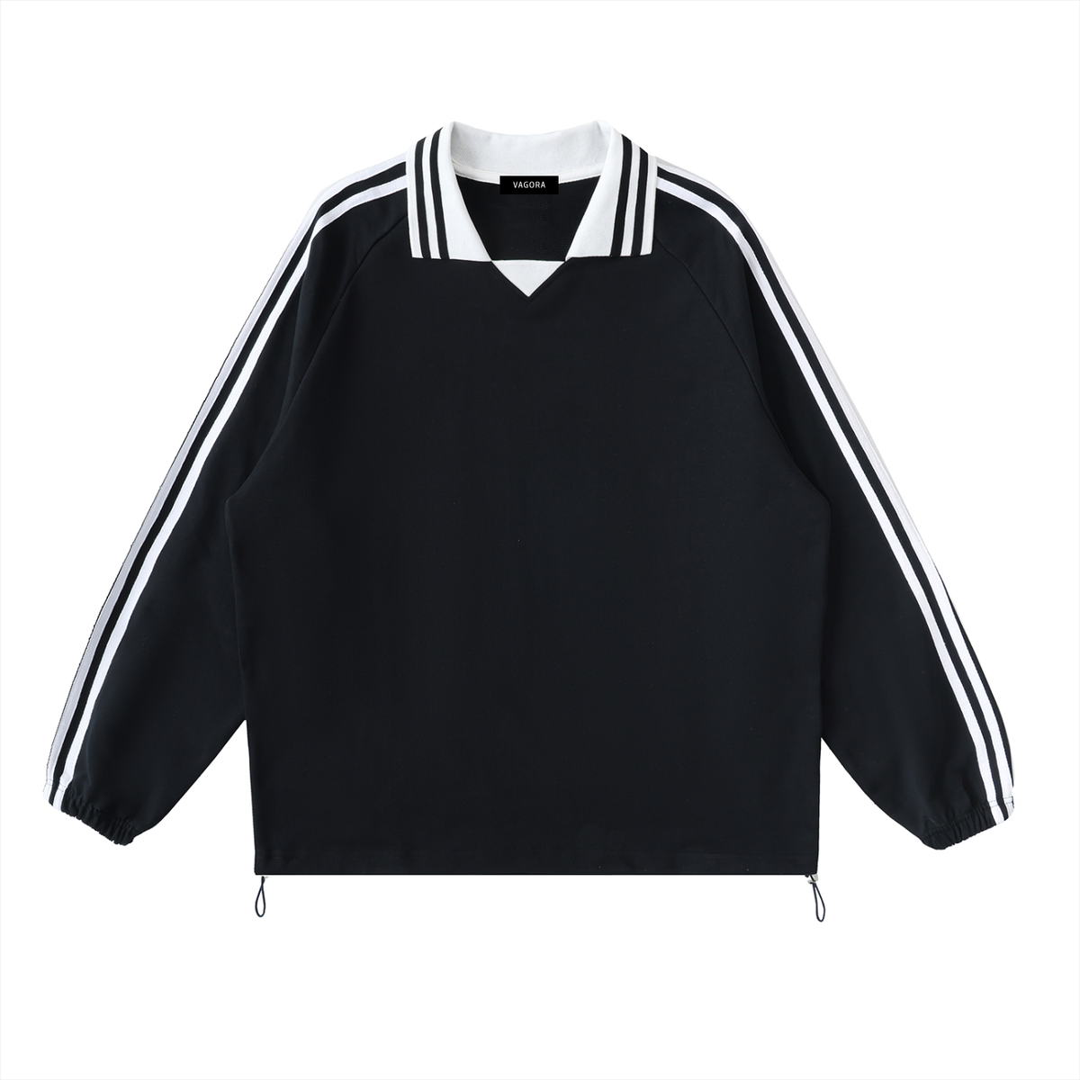 VAGORA Contrast Striped Lapel Collar Sweatshirt (380 GSM)