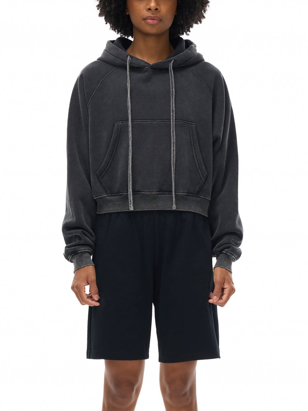 VAGORA Snow Washed Cropped Hoodie (355 GSM)
