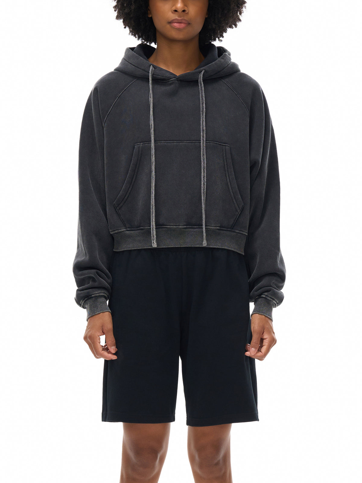 VAGORA Snow Washed Cropped Hoodie (355 GSM)