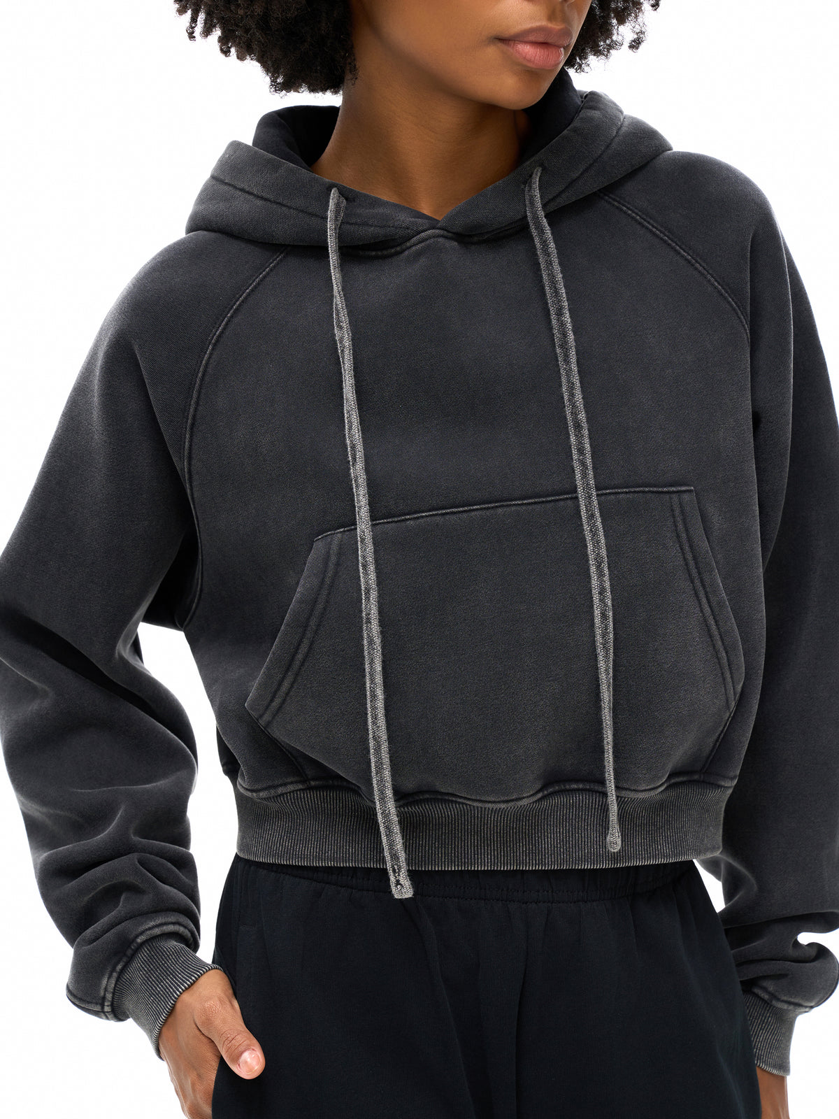 VAGORA Snow Washed Cropped Hoodie (355 GSM)