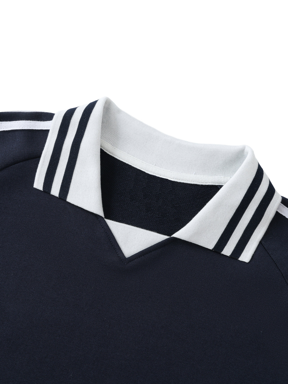 VAGORA Contrast Striped Lapel Collar Sweatshirt (380 GSM)