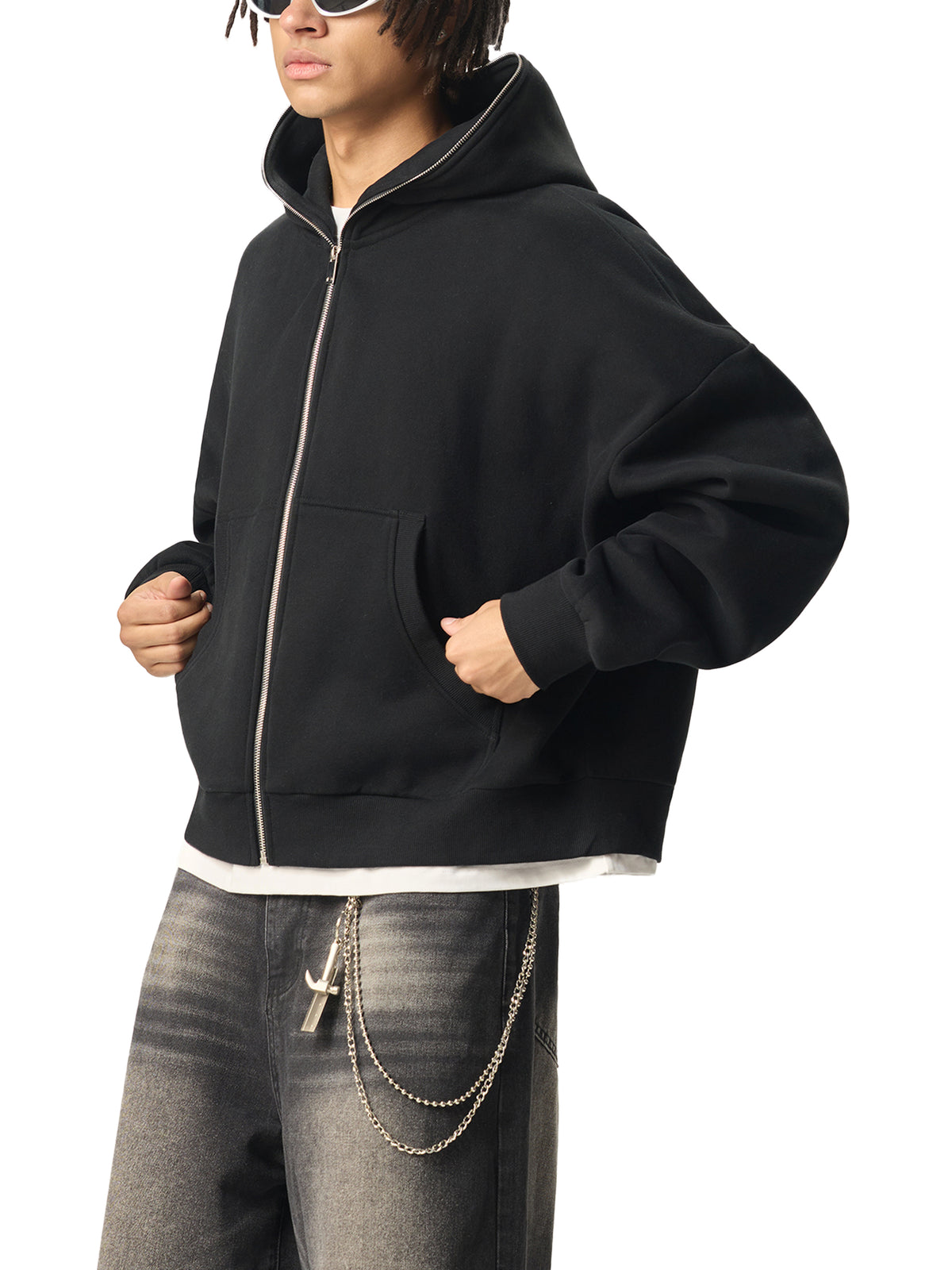 VAGORA Fleeced Full-Zip Boxy Hoodie (350 GSM)