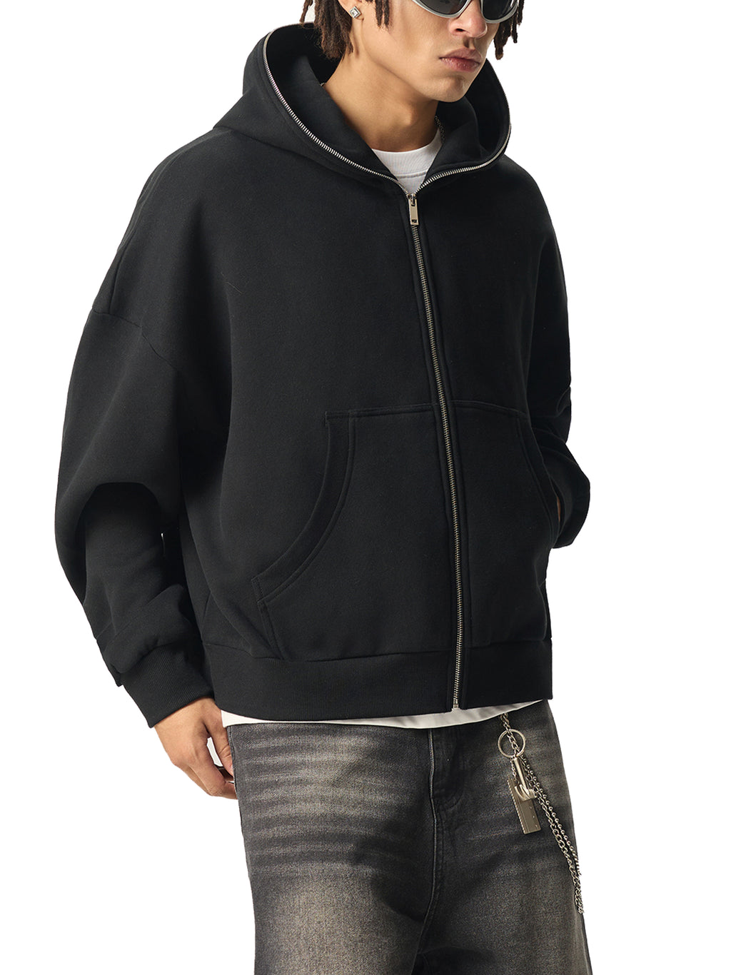 VAGORA Fleeced Full-Zip Boxy Hoodie (350 GSM)